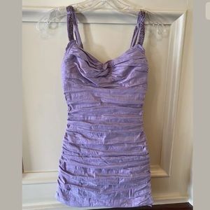 Bcbg maxazria light purple ruched mini dress 0